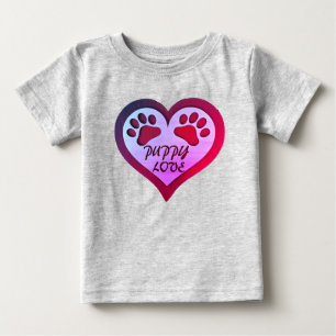 Camiseta De Bebé Corazón de amor de cachorro con huellas de pastas