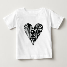 Camiseta De Bebé Corazón de amor negro y blanco