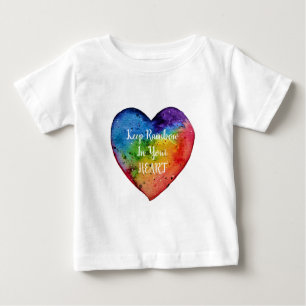 Camiseta De Bebé Corazón de arcoiris cúrcuma acuarela