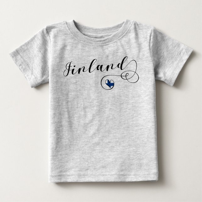 Camiseta De Bebé Corazón de bandera de Finlandia, orgullo finlandés (Anverso)