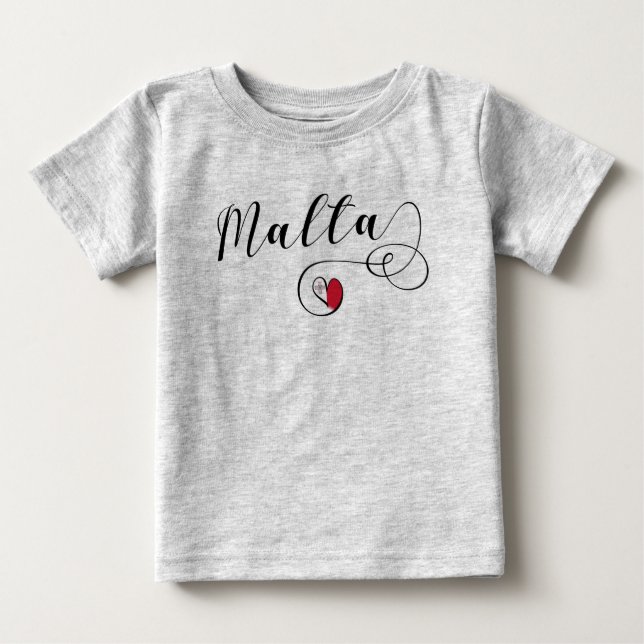 Camiseta De Bebé Corazón de bandera de Malta (Anverso)