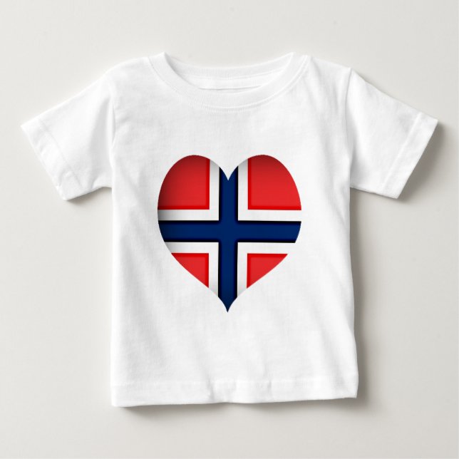 Camiseta De Bebé Corazón de bandera de Noruega (Anverso)