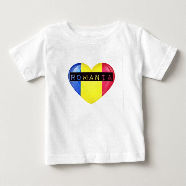 Camiseta De Bebé Corazón de bandera de Rumania (Anverso)