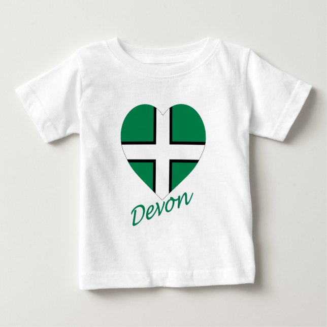 Camiseta De Bebé Corazón de bandera Devon con nombre (Anverso)