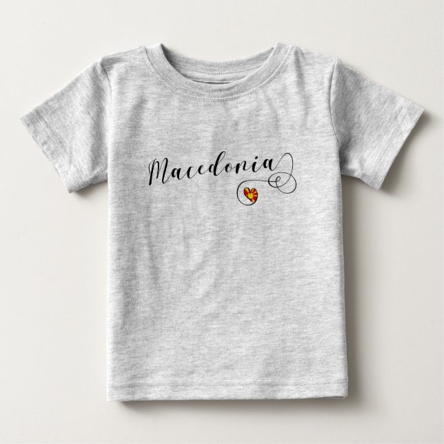 Camiseta De Bebé Corazón de bandera macedonia, Macedonia (Anverso)