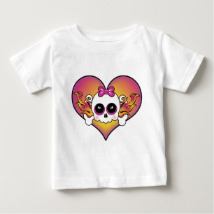 Camiseta De Bebé Corazón de calavera suave