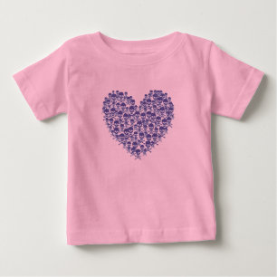 Camiseta De Bebé Corazón de cráneo morado