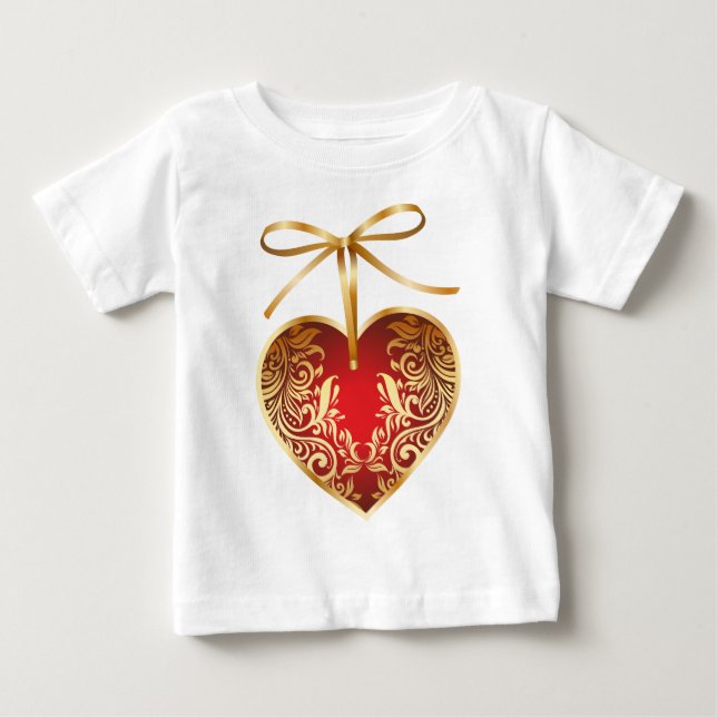 Camiseta De Bebé Corazón de Damasco Rojo (Anverso)