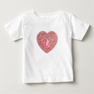 Camiseta De Bebé CORAZÓN DE ENCAGE DE CUPIDO, Rosa Rojo