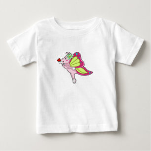 Camiseta De Bebé Corazón de flor de mariposa