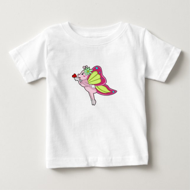 Camiseta De Bebé Corazón de flor de mariposa (Anverso)