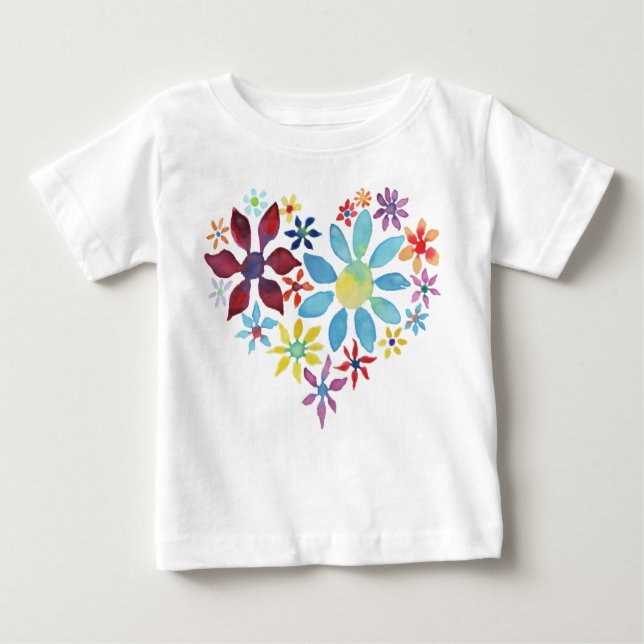 Camiseta De Bebé Corazón de flores (Anverso)