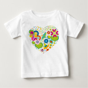 Camiseta De Bebé Corazón de flores