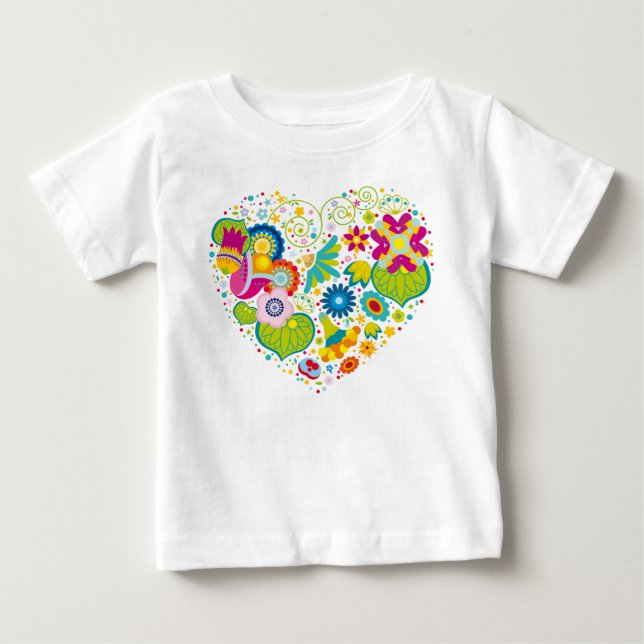Camiseta De Bebé Corazón de flores (Anverso)
