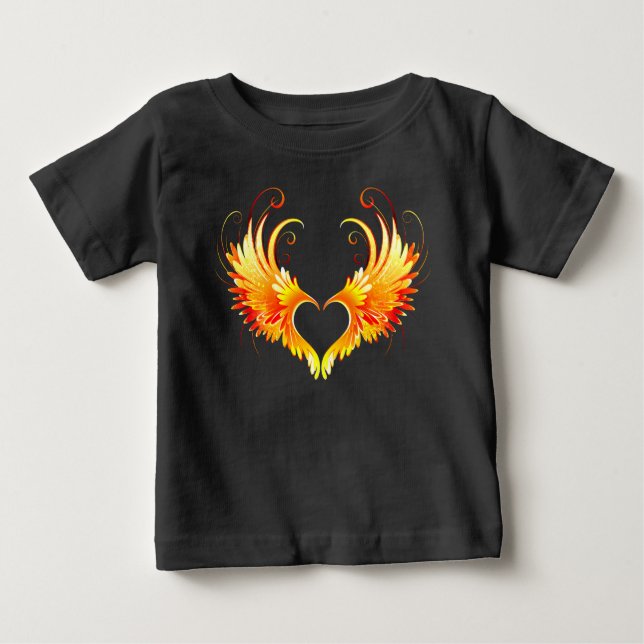 Camiseta De Bebé Corazón de Fuego Ángel con Alas (Anverso)
