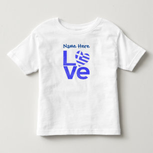 Camiseta De Bebé Corazón de Grecia Azul Personalizado 