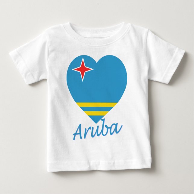Camiseta De Bebé Corazón de la bandera de Aruba (Anverso)