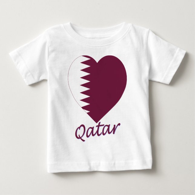 Camiseta De Bebé Corazón de la bandera de Qatar (Anverso)