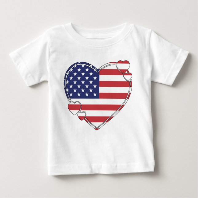Camiseta De Bebé Corazón de la bandera estadounidense (Anverso)
