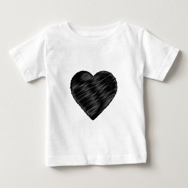 Camiseta De Bebé Corazón de la franja negra (Anverso)