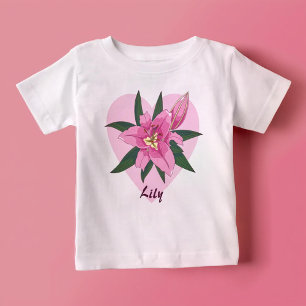 Camiseta De Bebé Corazón de lirio rosa 