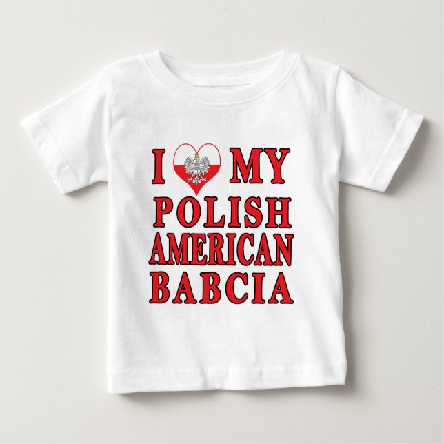 Camiseta De Bebé Corazón de mi Babcia polaca estadounidense (Anverso)