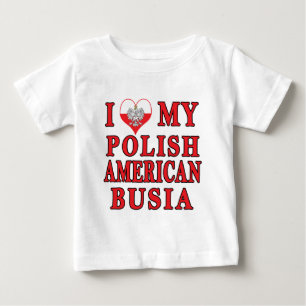 Camiseta De Bebé Corazón de mi Busia Polaca Estadounidense