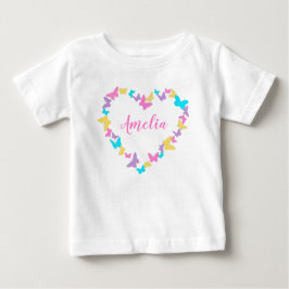 Camiseta De Bebé Corazón de nombres personalizados de mariposas
