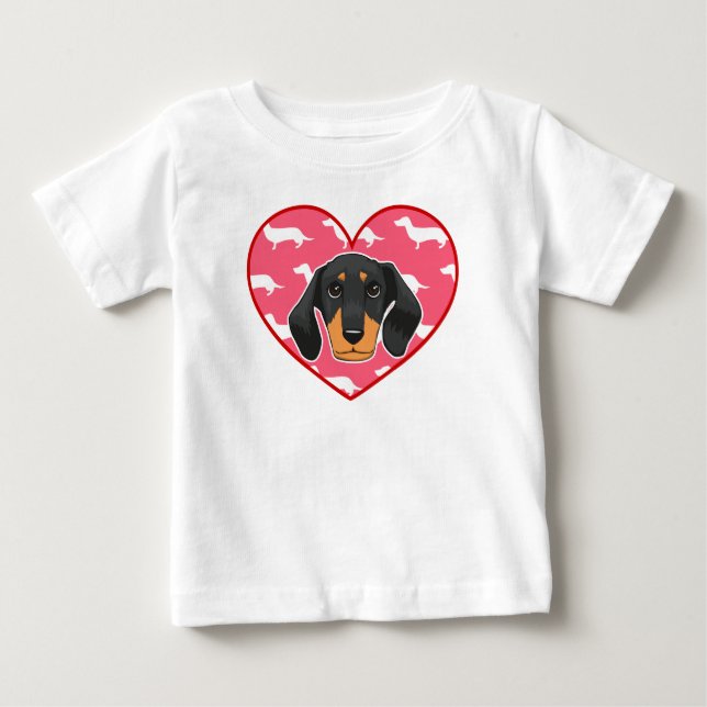 Camiseta De Bebé Corazón de perro Dachshund (Anverso)
