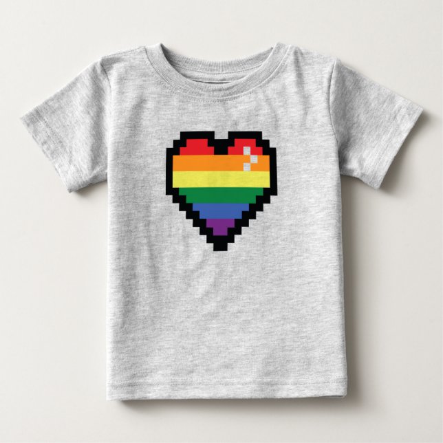 Camiseta De Bebé Corazón de píxeles arco iris (Anverso)