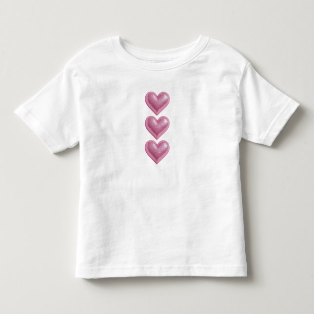 Camiseta De Bebé Corazón de purpurina rosa (Anverso)