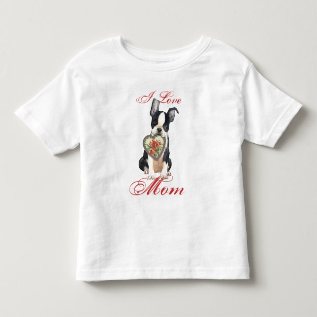 Camiseta De Bebé Corazón de Terrier de Boston Mamá (Anverso)
