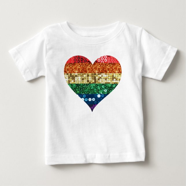 Camiseta De Bebé corazón del arco iris de lgbt (Anverso)