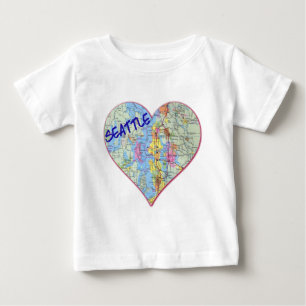 Camiseta De Bebé Corazón del mapa de Seattle