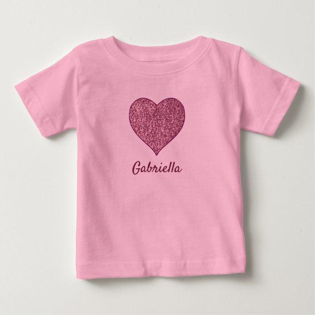 Camiseta De Bebé corazón dorado Rosa (Anverso)