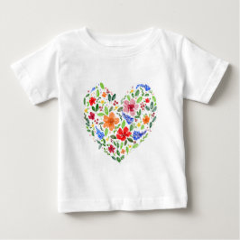 Camiseta De Bebé Corazón floral