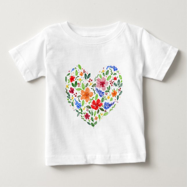 Camiseta De Bebé Corazón floral (Anverso)