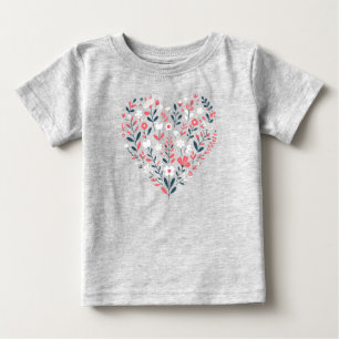 Camiseta De Bebé Corazón floral de San Valentín