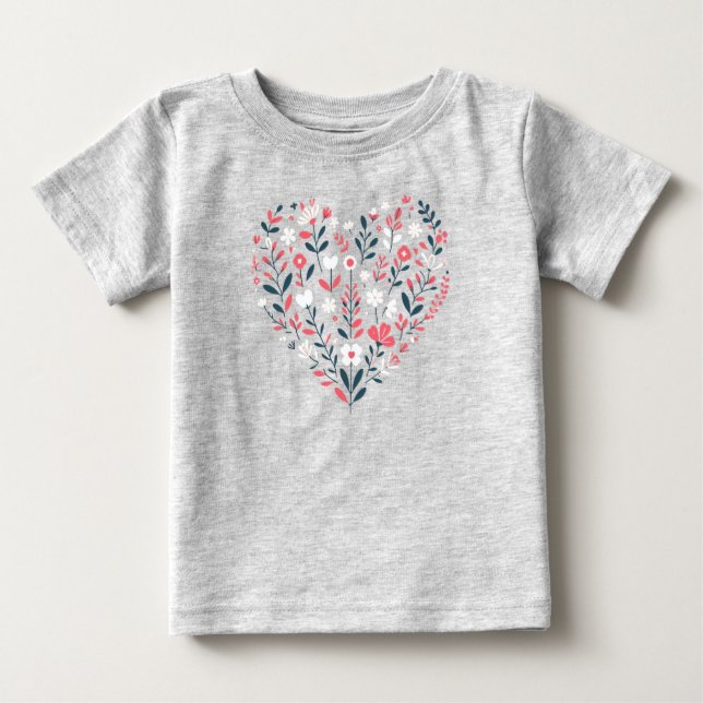 Camiseta De Bebé Corazón floral de San Valentín (Anverso)