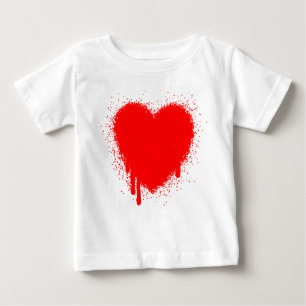 Camiseta De Bebé Corazón Grunge - Rojo