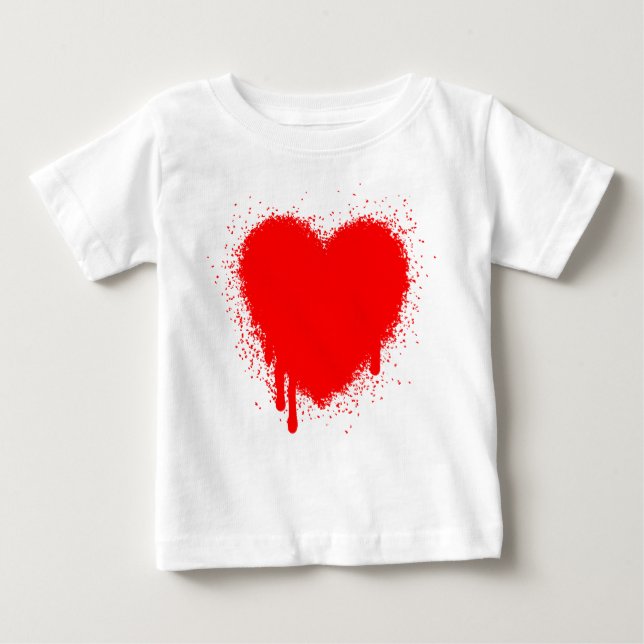 Camiseta De Bebé Corazón Grunge - Rojo (Anverso)