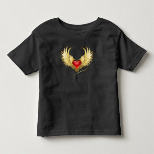 Camiseta De Bebé Corazón Rojo con Alas Doradas