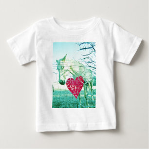 Camiseta De Bebé Corazón Rojo de Caballo Blanco Valentine