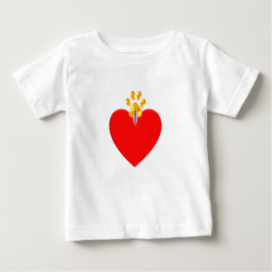 Camiseta De Bebé Corazón rojo y garra dorada