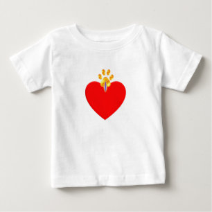 Camiseta De Bebé Corazón rojo y pata dorada