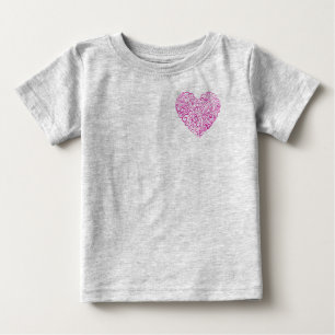 Camiseta De Bebé Corazón rosa de escritura a mano espiral para Día