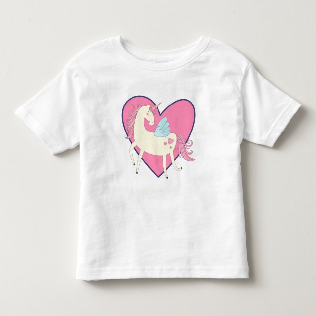 Camiseta De Bebé Corazón rosa Unicornio (Anverso)