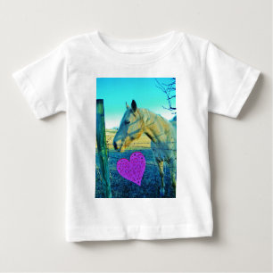 Camiseta De Bebé Corazón rosa y caballo amarillo