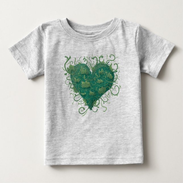 Camiseta De Bebé Corazón verde interior (Anverso)