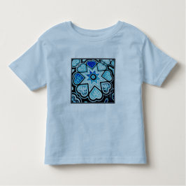 Camiseta De Bebé Corazones azules eléctricos y estrellas niño peque